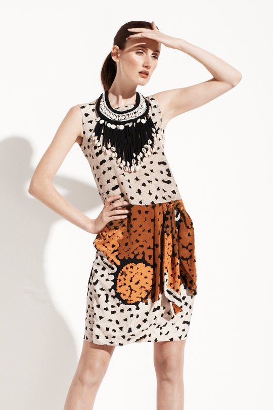 Indigenous Animal Print Midi  Dress