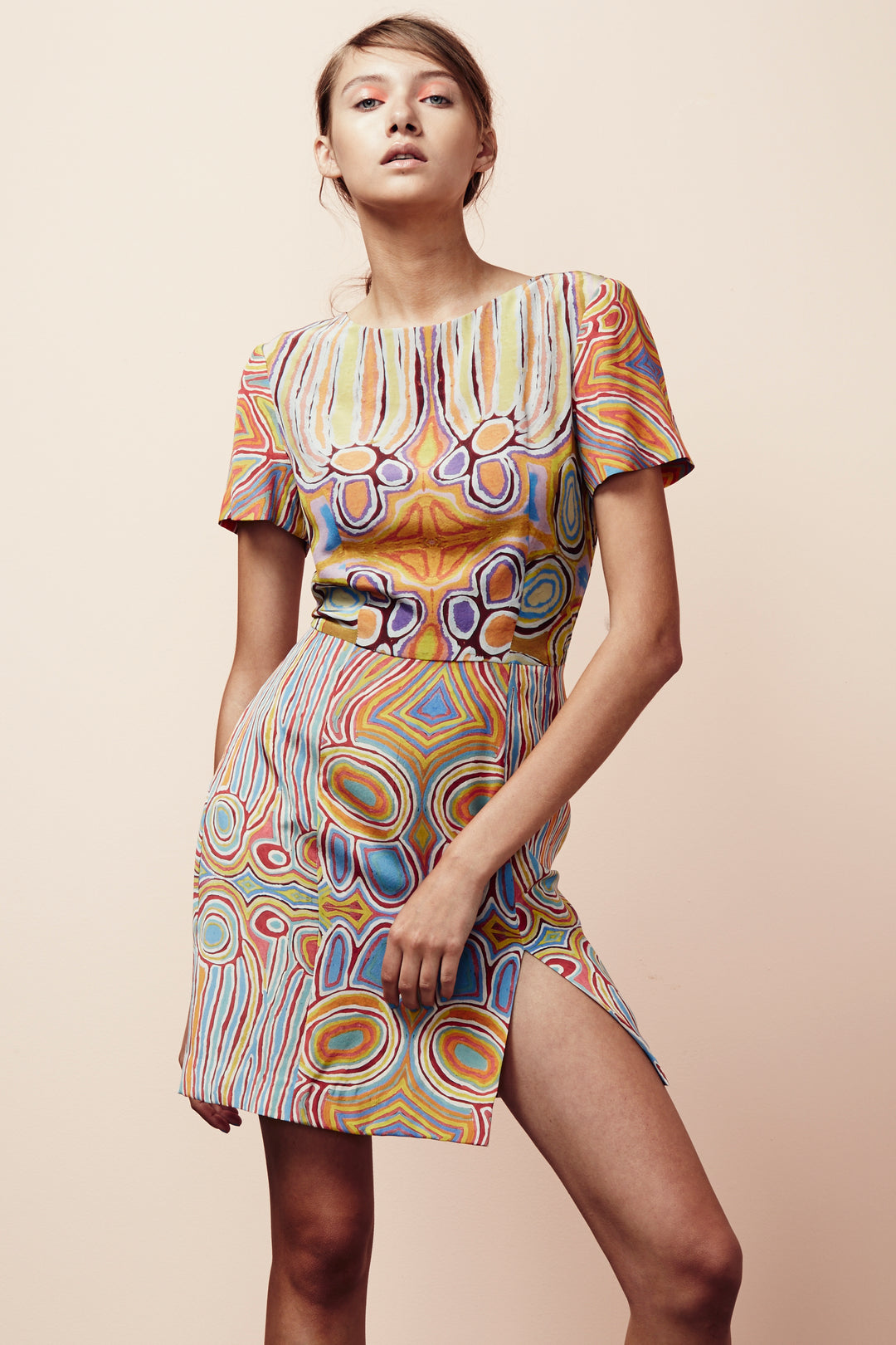 Indigenous Printed Shift Midi Dress With Side Slit