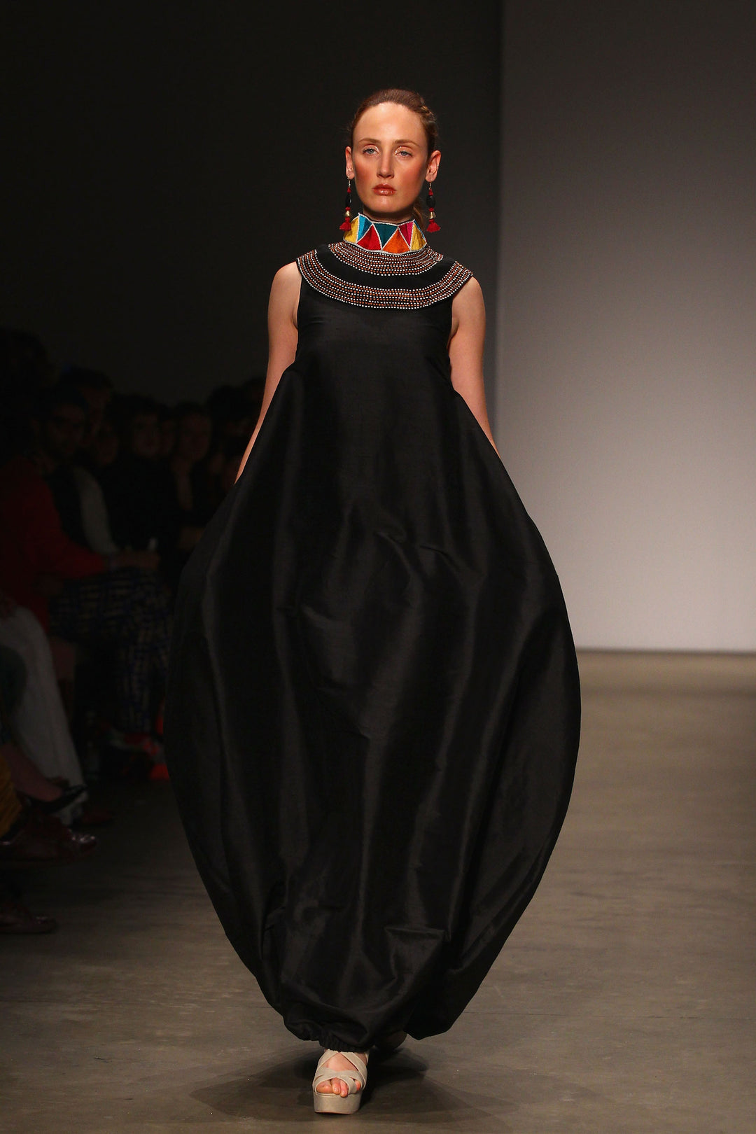 Indigenous Solid  Black Balloon Shaped  Long Dress