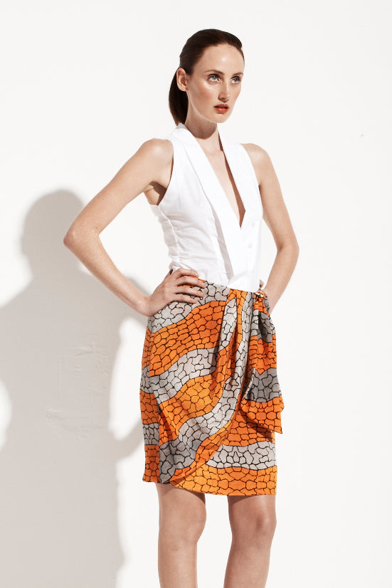 Indigenous Printed Pleated Midi Skirt