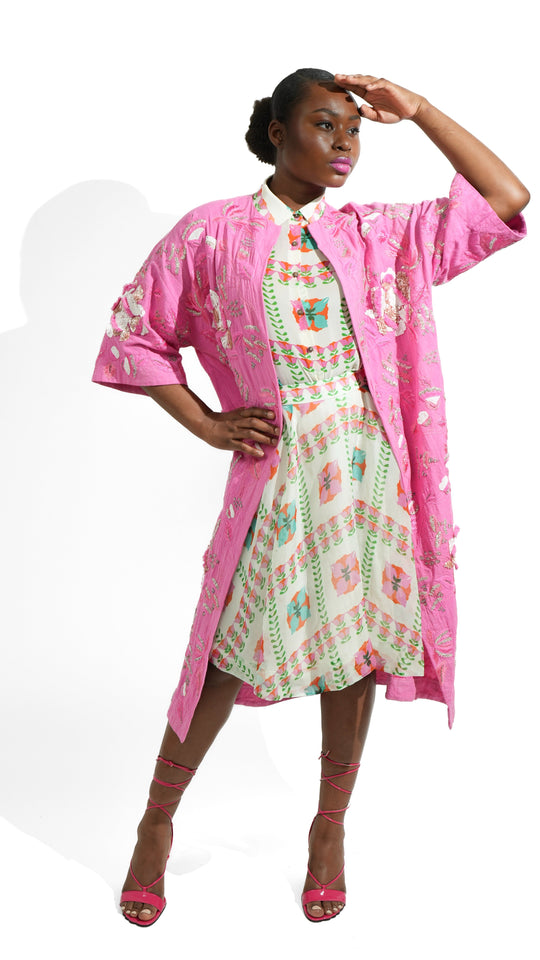 Hand Embroidered Recycled Cotton Kimono | Roopa Pemmaraju