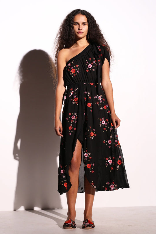 Embellished silk georgette dress