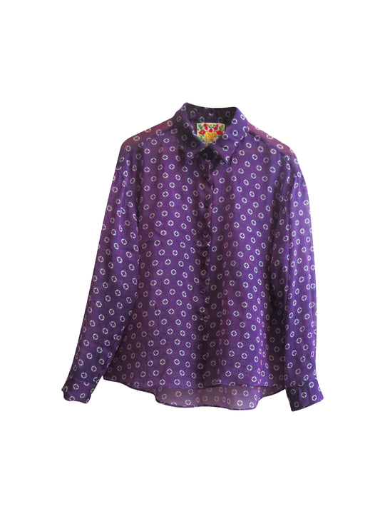 Metallic Silk Polka Printed Shirt