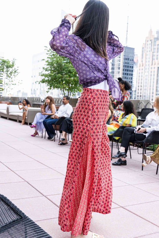 Hand Spun Silk Linen Pleated Wide Leg Pant