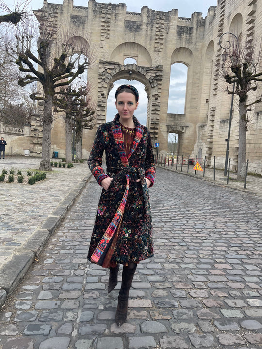 Midnight Garden Embellished Midi Coat