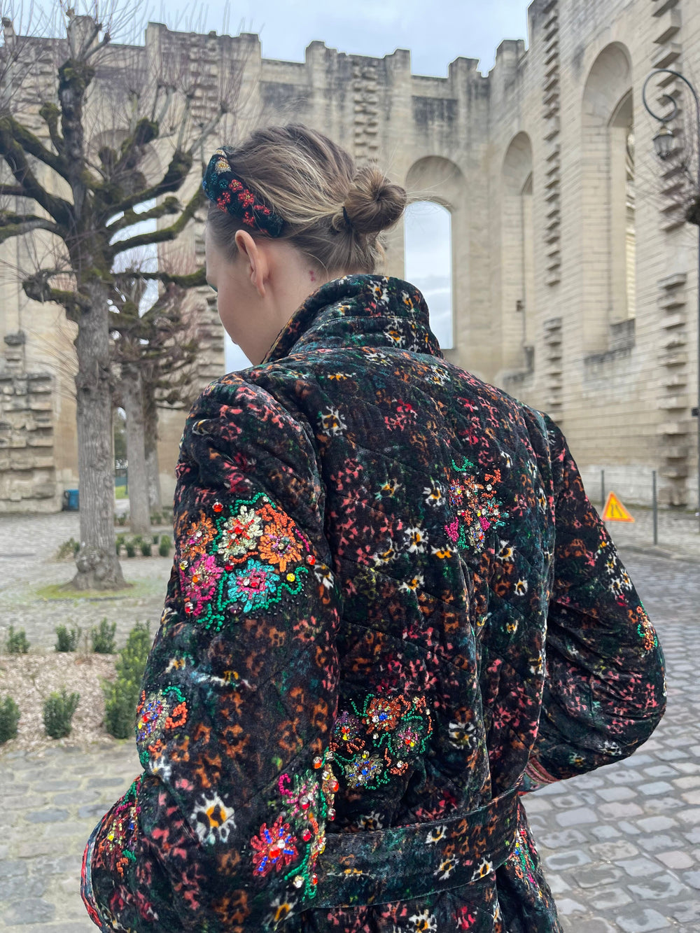 Midnight Garden Embellished Midi Coat