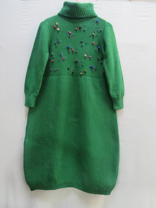 Turtle neck embellished sweater dress