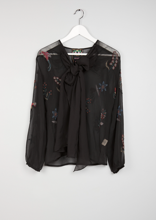Datura Tie-up Silk Blouse