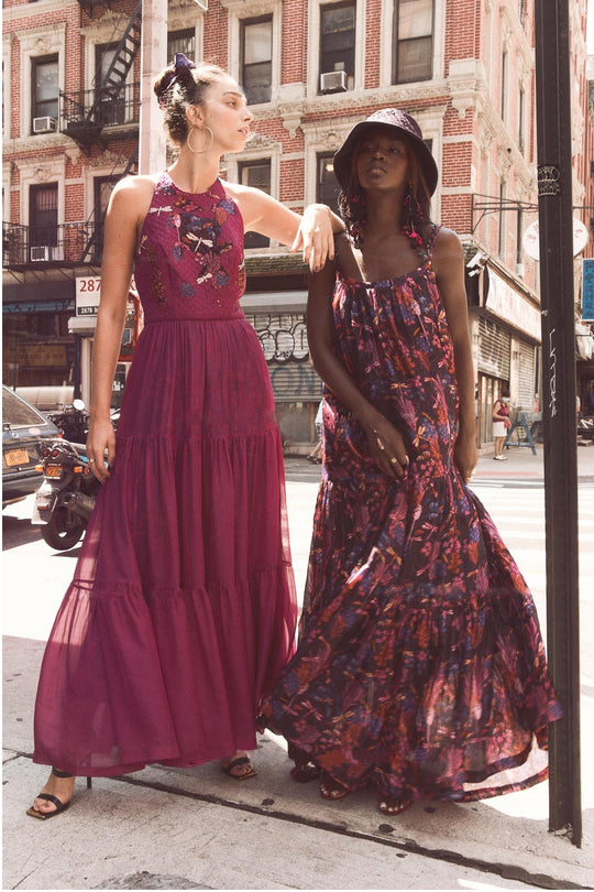 phlox dress, pink phlox silk dress