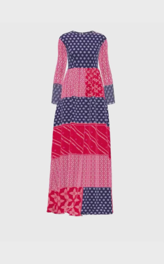 Metallic Silk Round Neck Gown