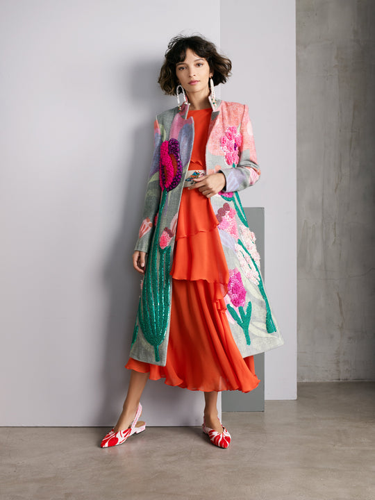 Hand Embroidered Printed Wool Jacket