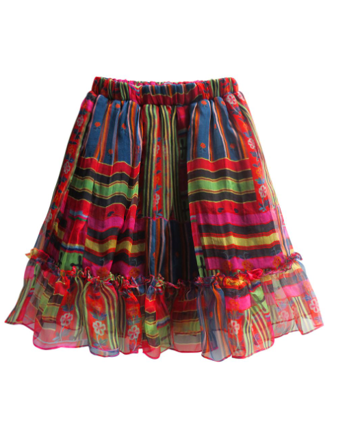 Children's Silk Organza Midi Colorful Skirt