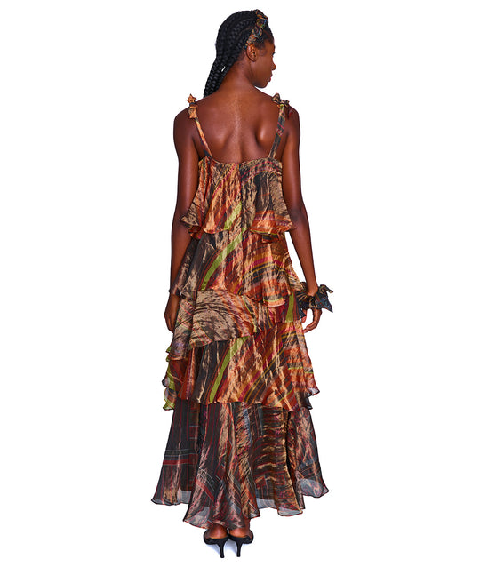 Lydia Silk Organza Tiered Maxi Dress