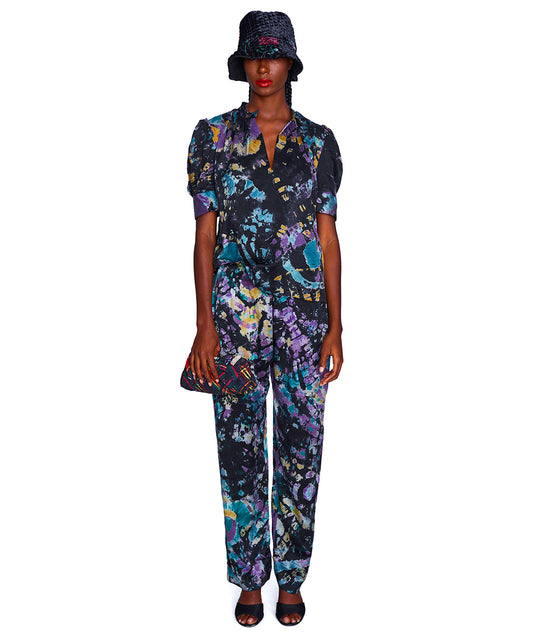 Eula Silk Satin Tie-Dye Pants
