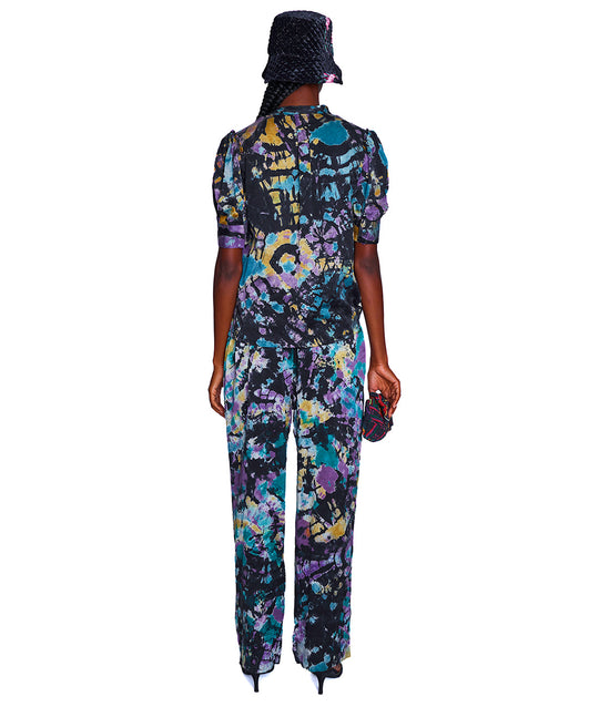 Eula Silk Satin Tie-Dye Pants