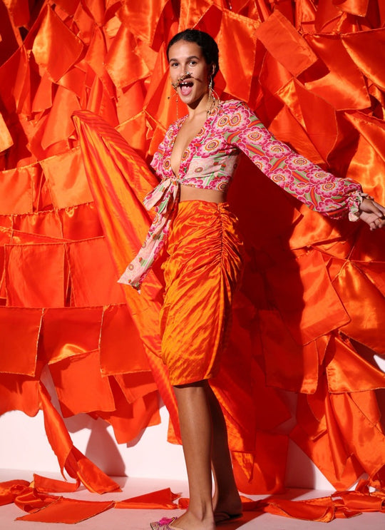 Jacquard mini train skirt, Jacquard mini skirt