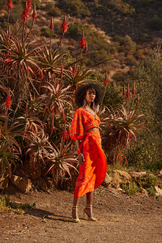 Natural Fiber Reversible Animal Print Wrap Skirt