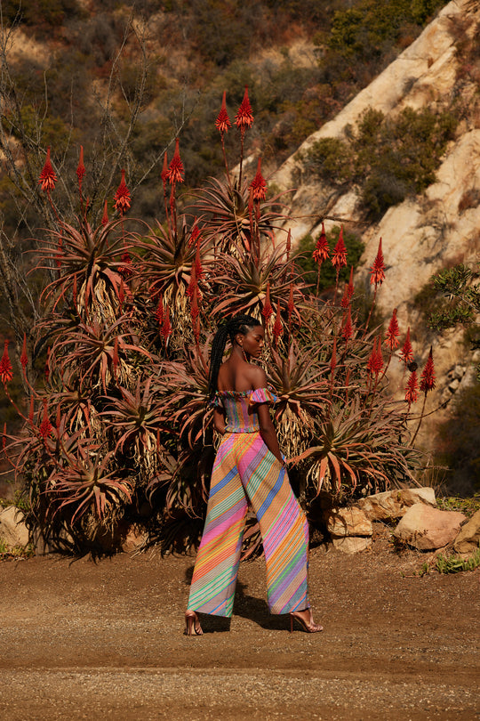 Eucalyptus Fiber Striped Pants