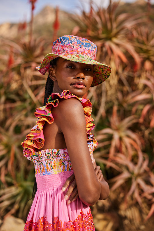 Bright Floral Cotton Hat