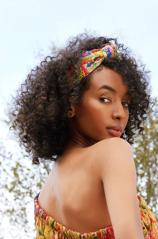 Embroidered Neon Recycled Cotton Headband
