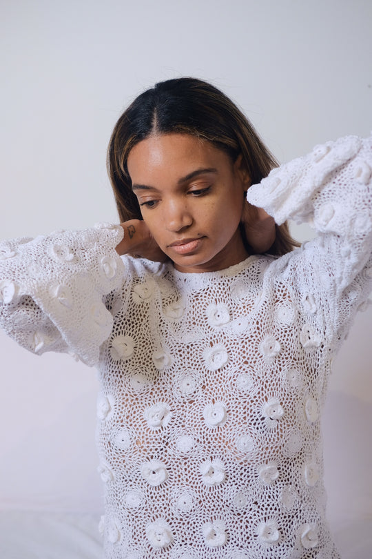 Crochet Flower Mini Dress