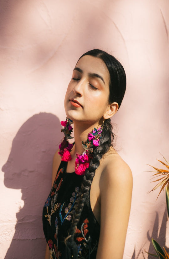 Primrose Hand-Embroidered Earrings