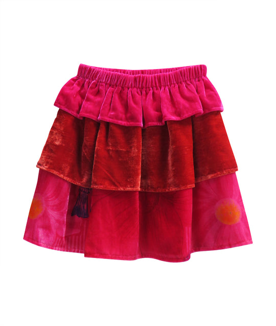 Children's Silk Velvet Ruffled Daisy Skirt