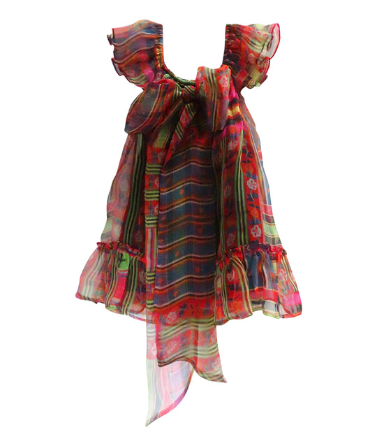 Children's  Silk Organza Maxi Colorful Dress