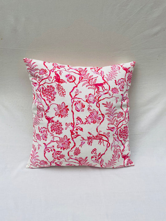 Pink Monkey Chintz Throw Pillow Cover
