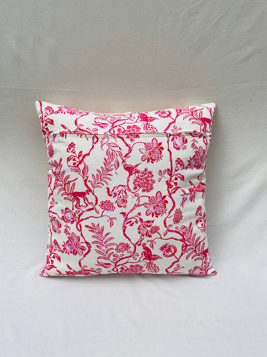 Pink Monkey Chintz Throw Pillow Cover