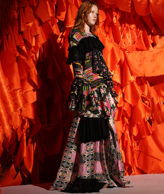 Layered Hem Maxi Skirt