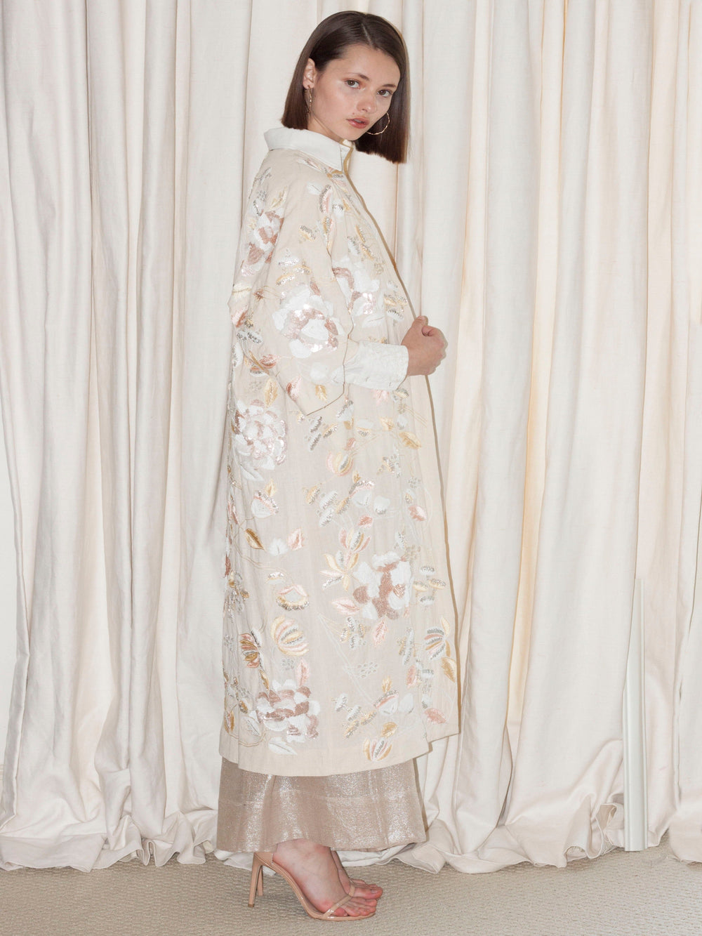 Hand Embroidered Long Open Coat | Roopa Pemmaraju