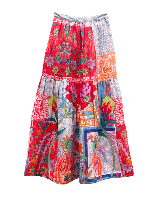 Chintz Blocked Skirt