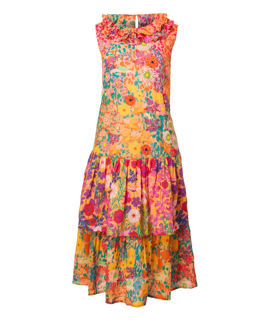 Wild Poppy Cotton Midi Dress