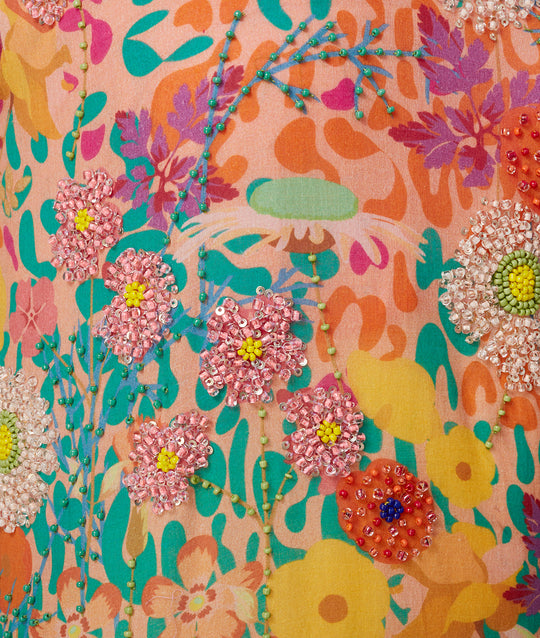 Wild Poppy Cotton Midi Dress