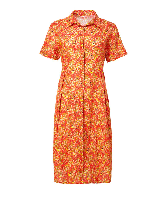 Orange Linen Button Down Dress