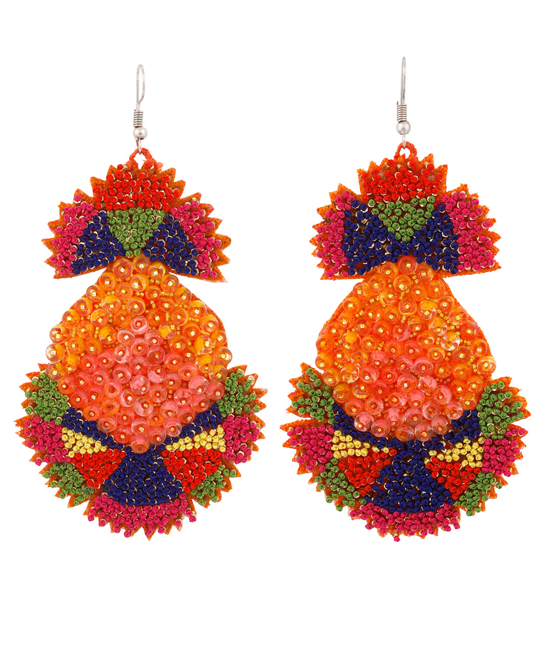 Hand Embroidered Flower Earrings