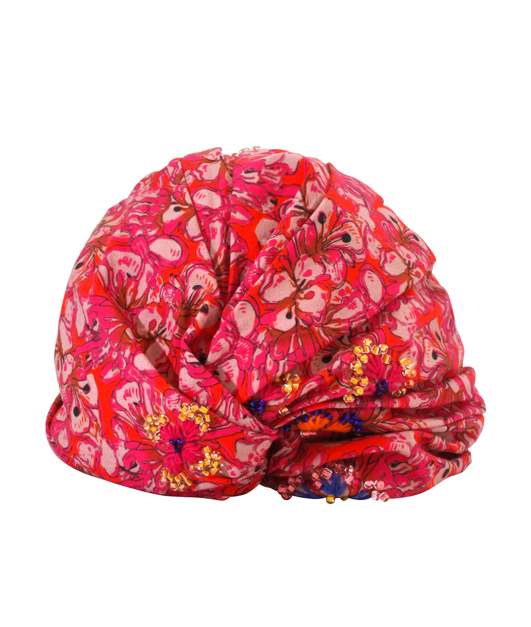 Pink Recycled Cotton Embroidered Turban
