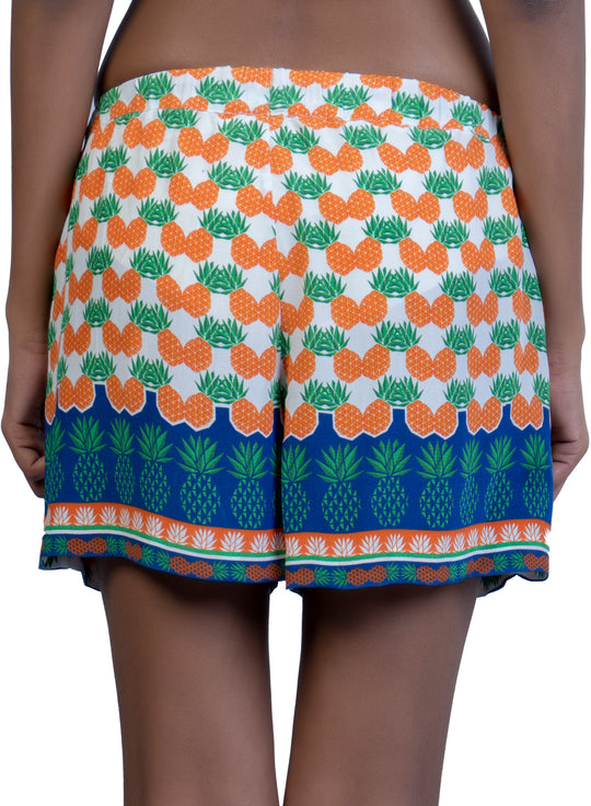 Pineapple Silk Waist-Tie Shorts