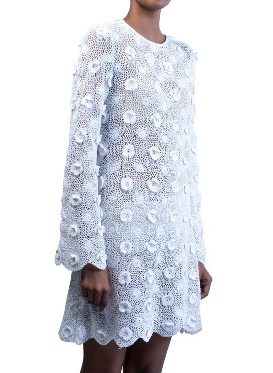 Crochet Flower Mini Dress