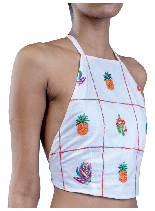 Embroidered Halter Top