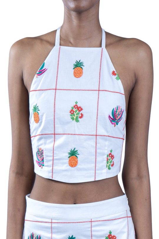 Embroidered Halter Top