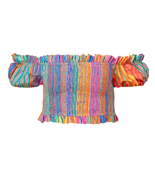 Eucalyptus Fiber Striped Off the Shoulder Top