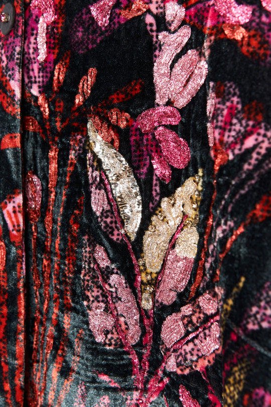 Embellished Midnight Silk Jacket