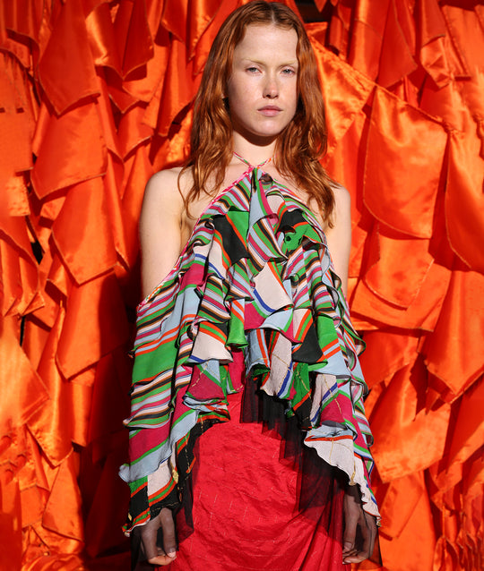 Silk ruffle top