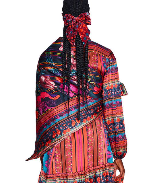 Silk Satin Printed Wrap Scarf