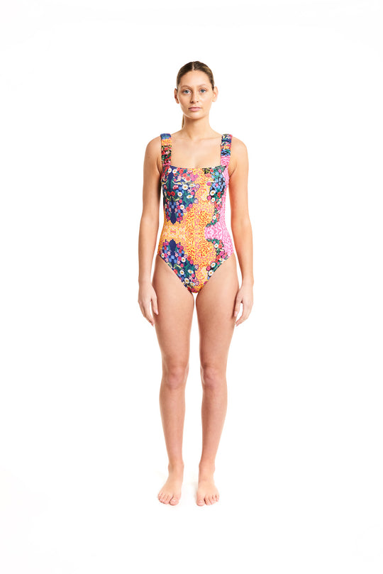 Scrunchie One Piece Swimsuit in Animal