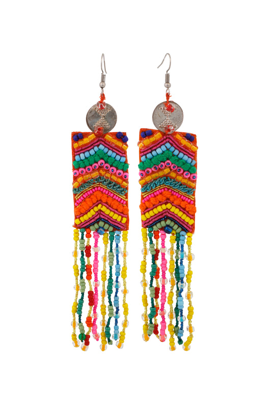 Hand Beaded Chevron Earrings