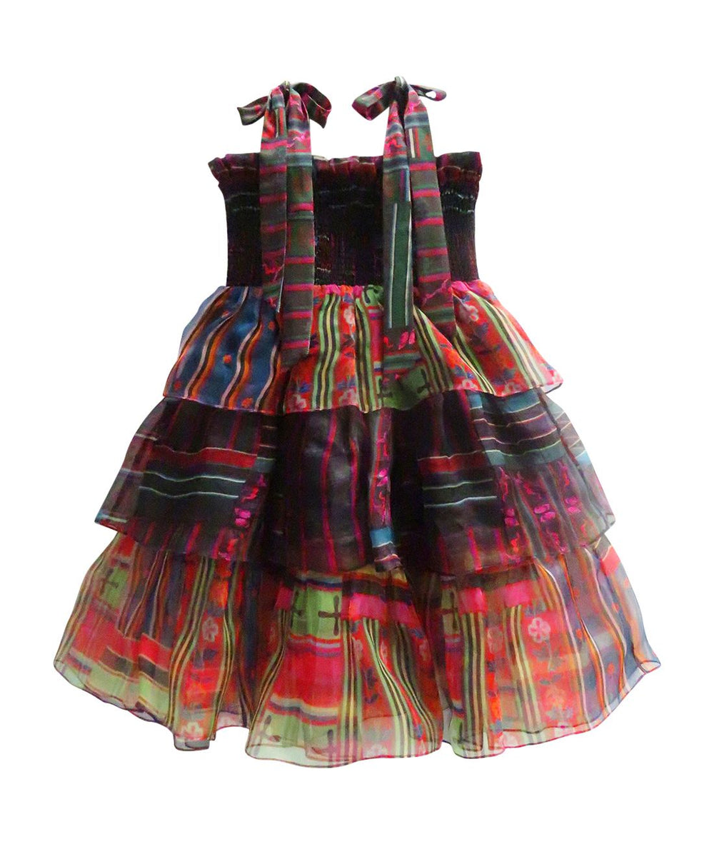 Children's Silk Organza Colorful Ruffled Dress