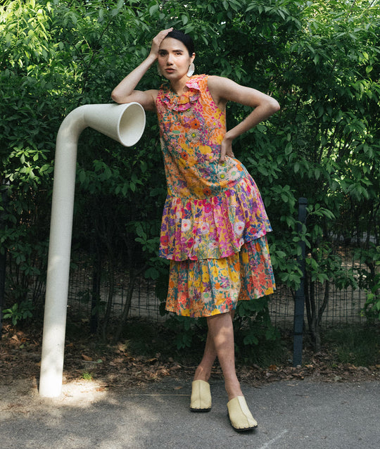 Wild Poppy Cotton Midi Dress